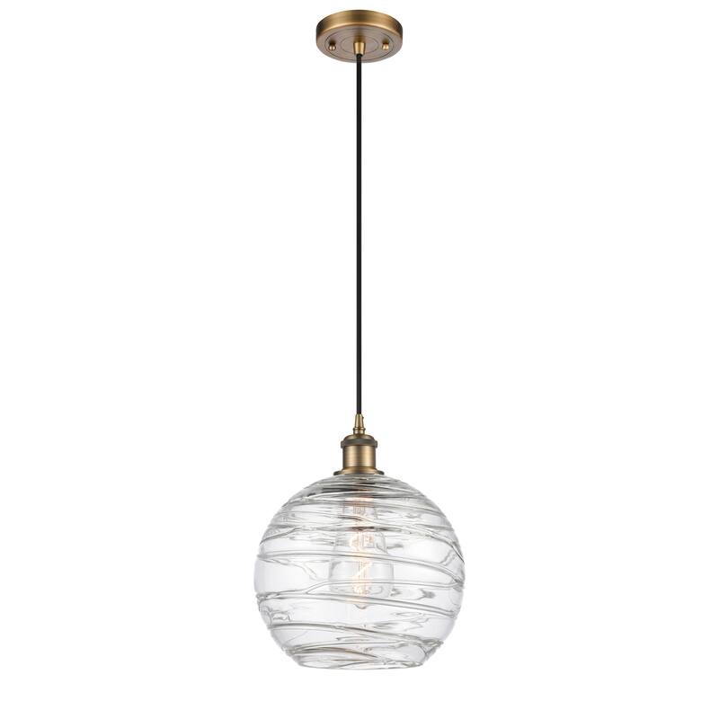 Innovations Lighting Ballston Athens Deco Swirl - 1 Light 10" Cord Hung Mini Pendant - Brushed Brass