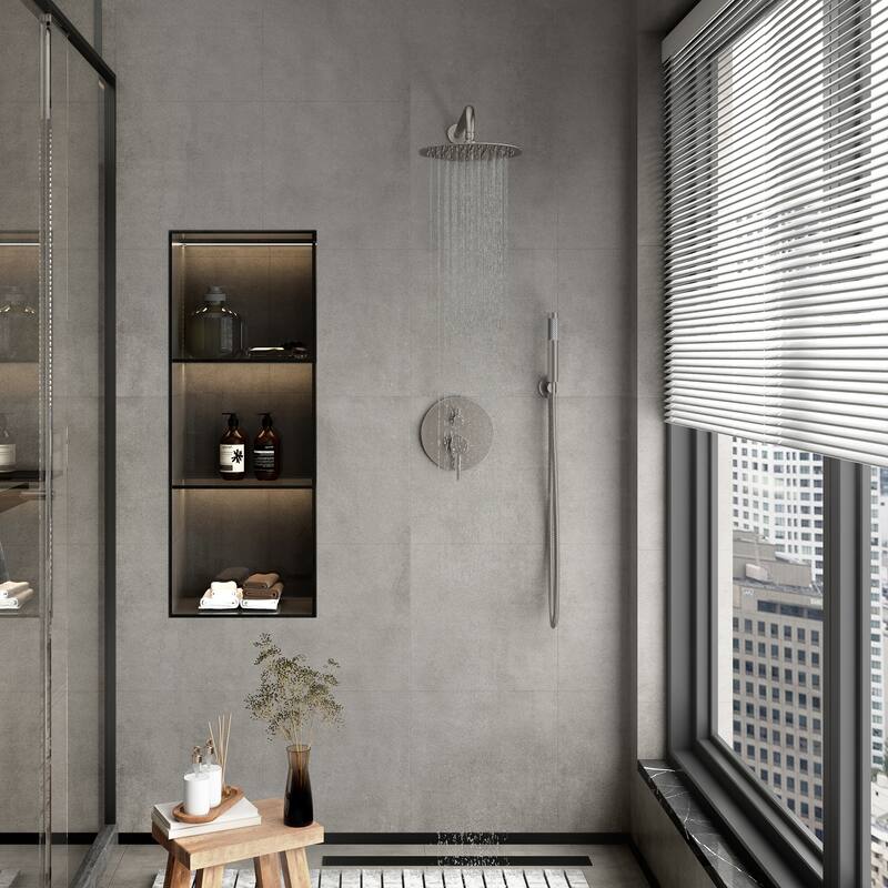 Clihome 10" Wall Rainfall 2 Way Round Shower System