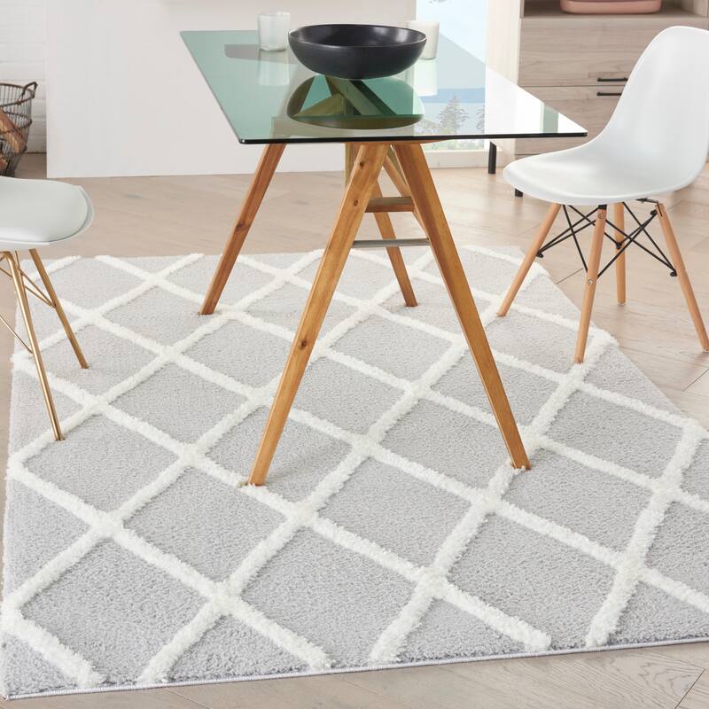 Nourison Feather Soft Contemporary Shag Diamond Area Rug