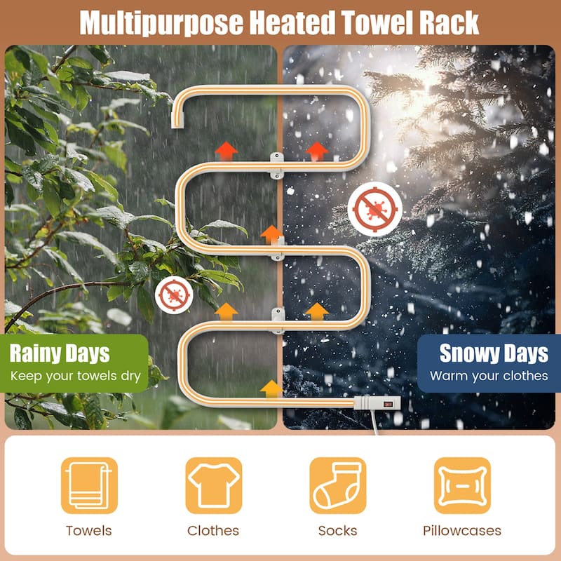 Costway 100W Electric Towel Warmer Drying Rack Freestanding and Wall