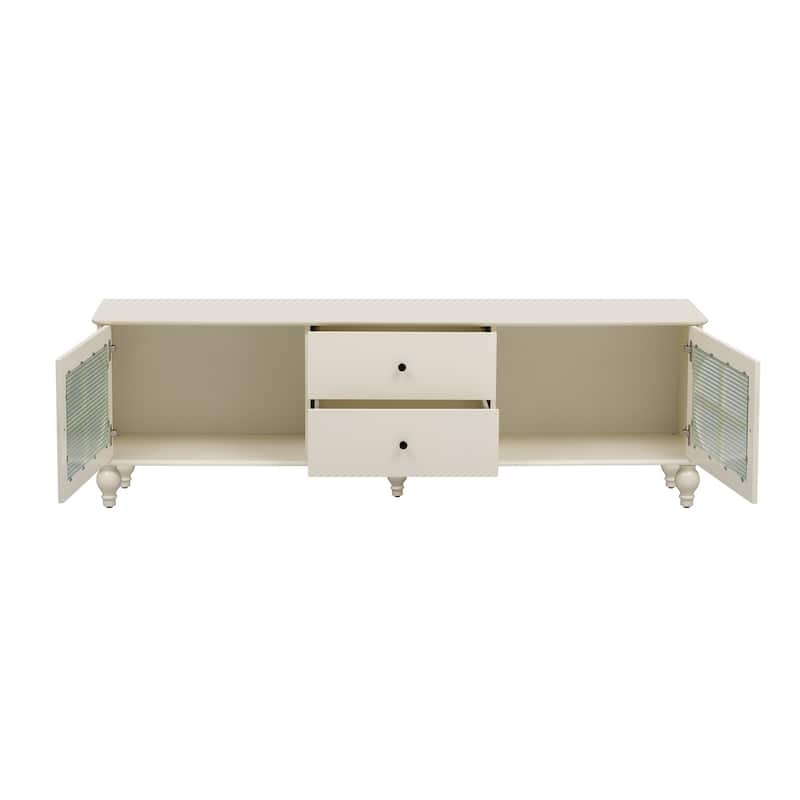 Modern Minimalist TV Stand with 2 Storage Cabinets, 2 Drawer and Cable Management for Living Room Bedroom​