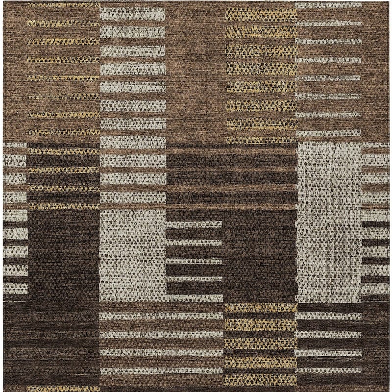HomeRoots Striped Modern Rectangle Outdoor Rug