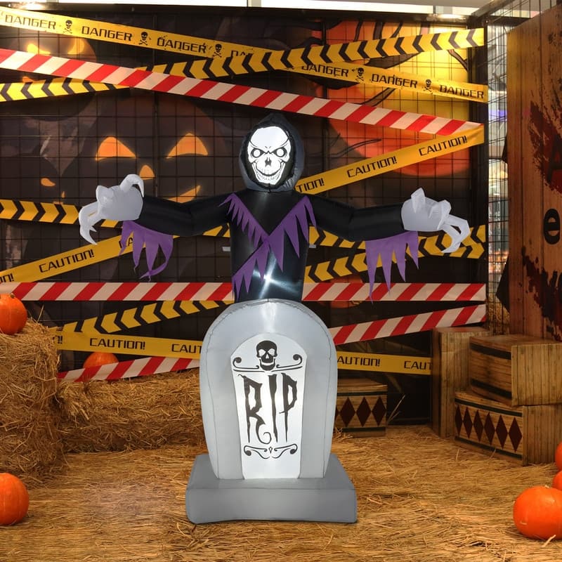 3pcs LED String Lights Grim Reaper and Grave Inflatable Halloween Decoration - Grey/Purple/Black