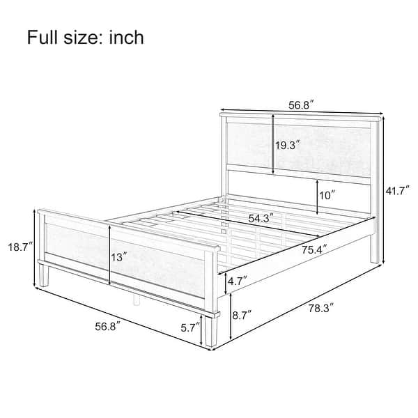 dimension image slide 1 of 6, Wood Platform Bed Frame with Headboard, Wooden Panel Bed with Wood Slat Support and Under Bed Storage, No Box Spring Needed