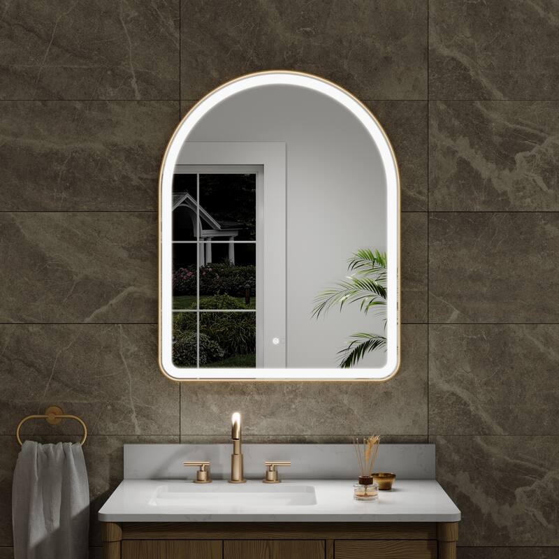 24/28''W X 36''H Wall Mounted Bathroom Framed LED Mirror With Memory Function,Anti-fog,Dimmable