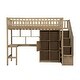 preview thumbnail 24 of 31, Twin Size Loft Bed with Bulit-in Desk, LED Light and Storage Staircase, Wooden Loft Bedframe with Storage Shelves and Cabinets
