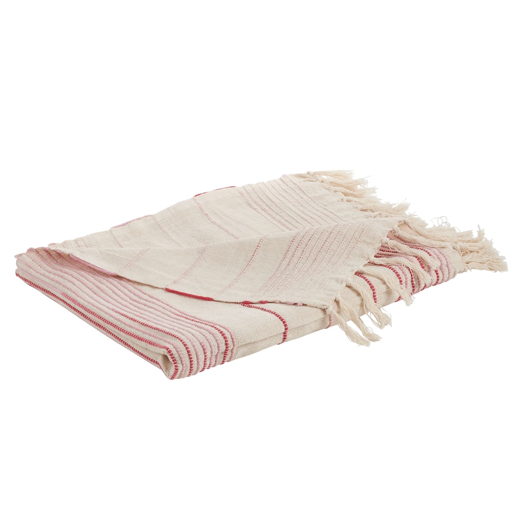 Throw Blanket With Striped Design