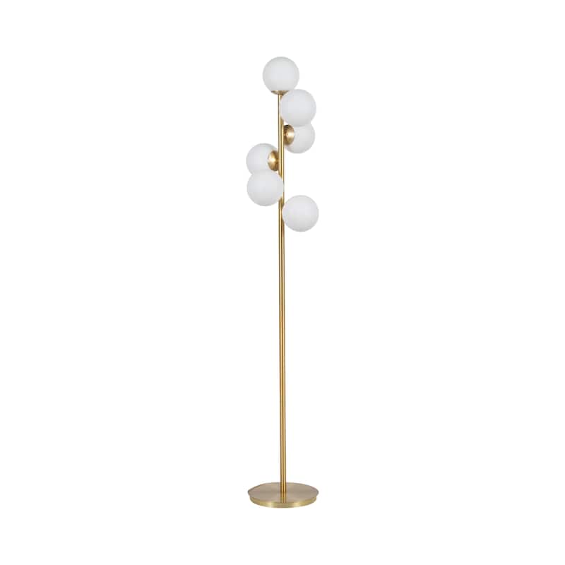 Sagebrook Home Modern Glam Glass 72" Frosted Globe Floor Lamp, Gold, Pedestal - 14" x 14" x 72"