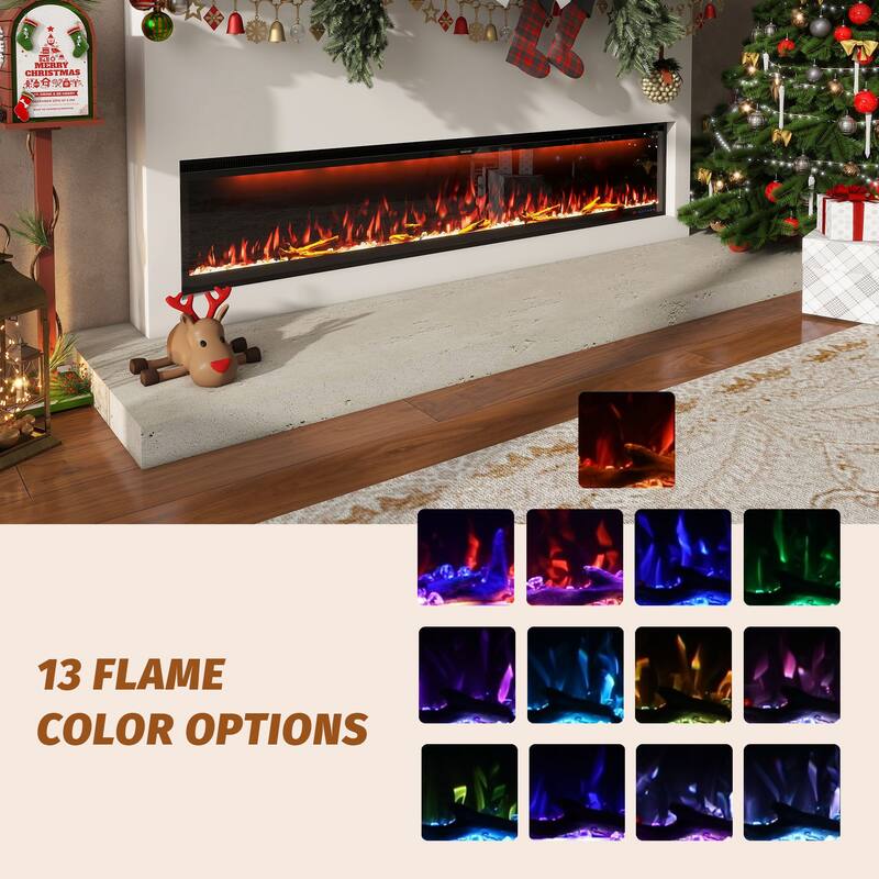 Clihome 42-88 INCH Recessed Wall-Mounted Intelligent Control Electric Fireplace