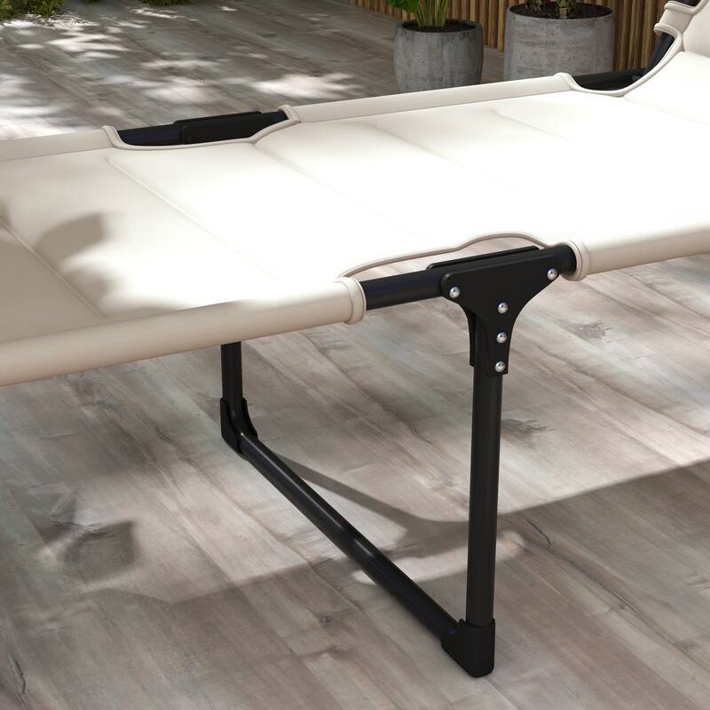 Outdoor Folding Chaise Lounge Chair with Adjustable Canopy, 4-Position Backrest, Padded Seat and Pillow for Beach Patio