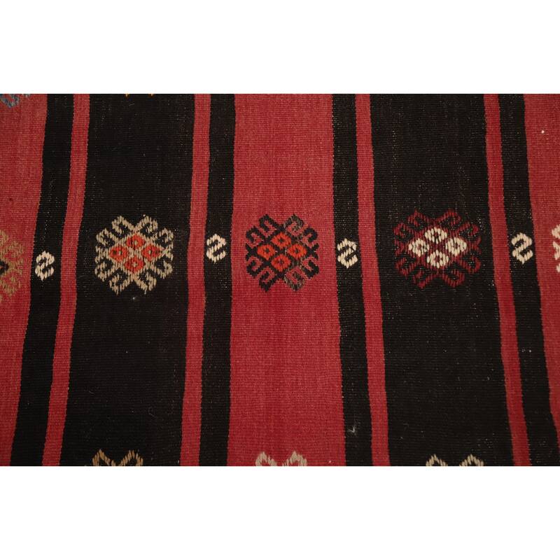 Hand Woven Oriental 100% Wool Carpet Southwestern Tribal Red Kilim Area Rug - 9' 8'' X 5' 11''