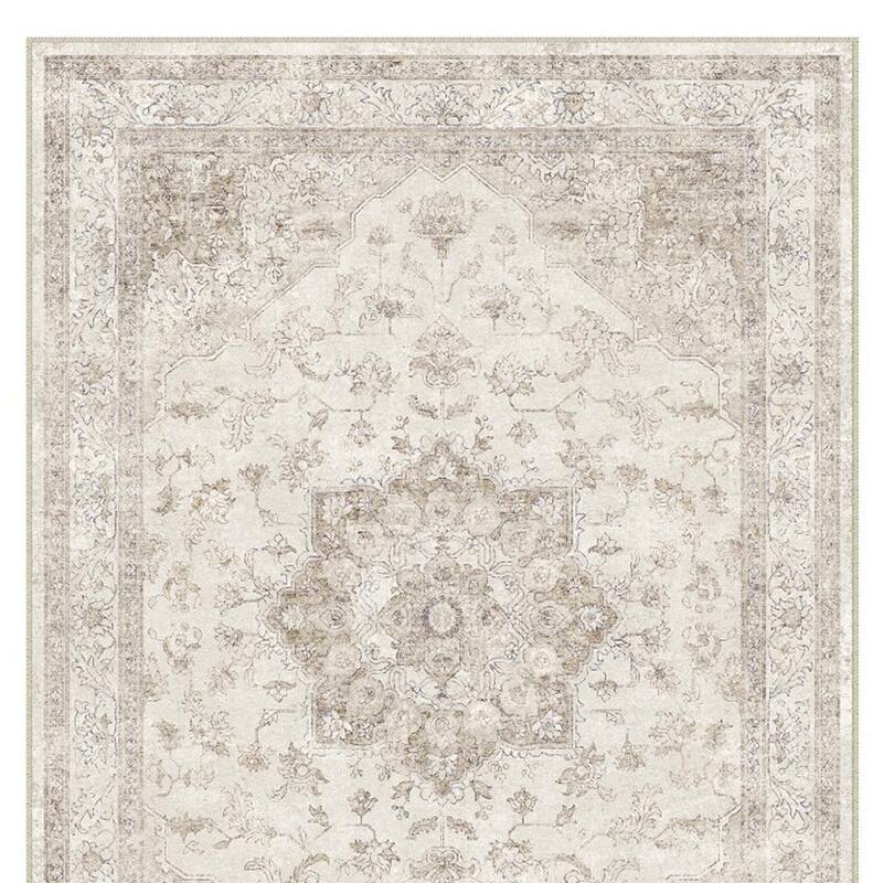 HomeRoots Floral Medallion Traditional Rectangle Area Rug