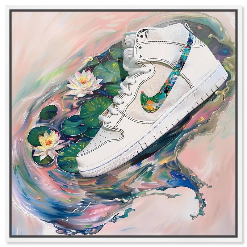 Lilypads Sneaker Splash Canvas by Art Remedy - 30" x 30" - White