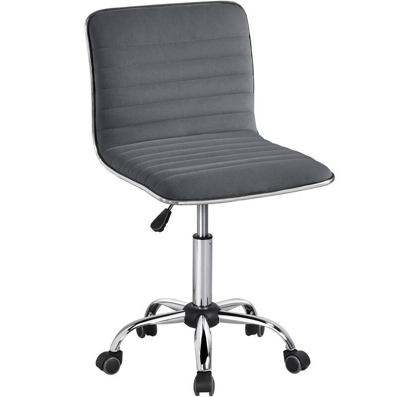 Yaheetech Velvet Low Back Armless Desk Chair Office Chair with Wheels - 19″ L × 19″ W × (31-37)″ H