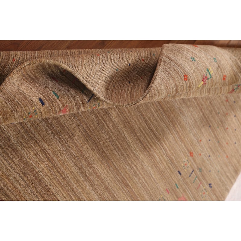 Tribal Striped Gabbeh Oriental Area Rug Handmade Wool Carpet - 4'4"x 5'9"