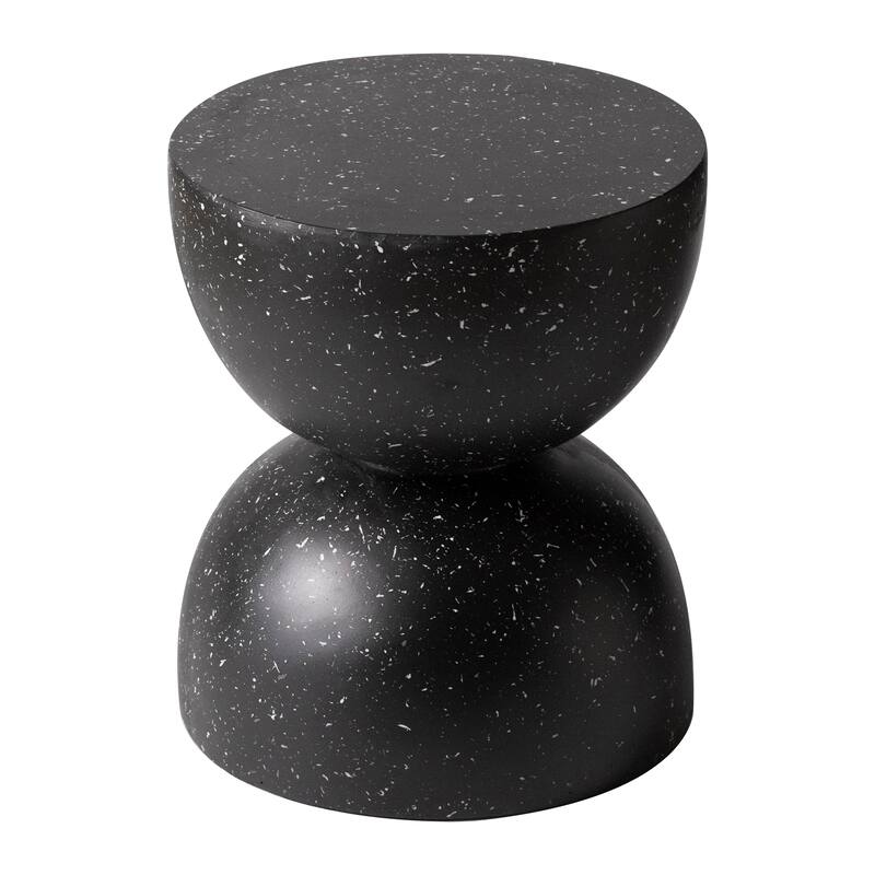 Sage 16-Inch Round Side Table in Fiberstone for Indoor and Outdoor Modern Weather Resistant End Table Hourglass Design