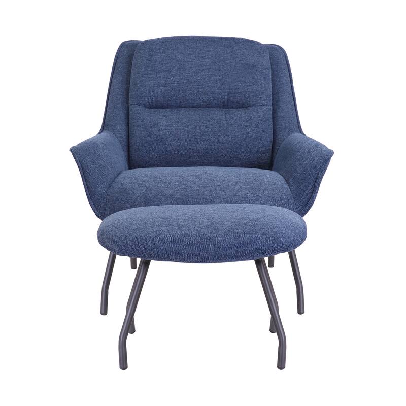 Porthos Home Alson Fabric Accent Chair and Ottoman Set with Steel Legs