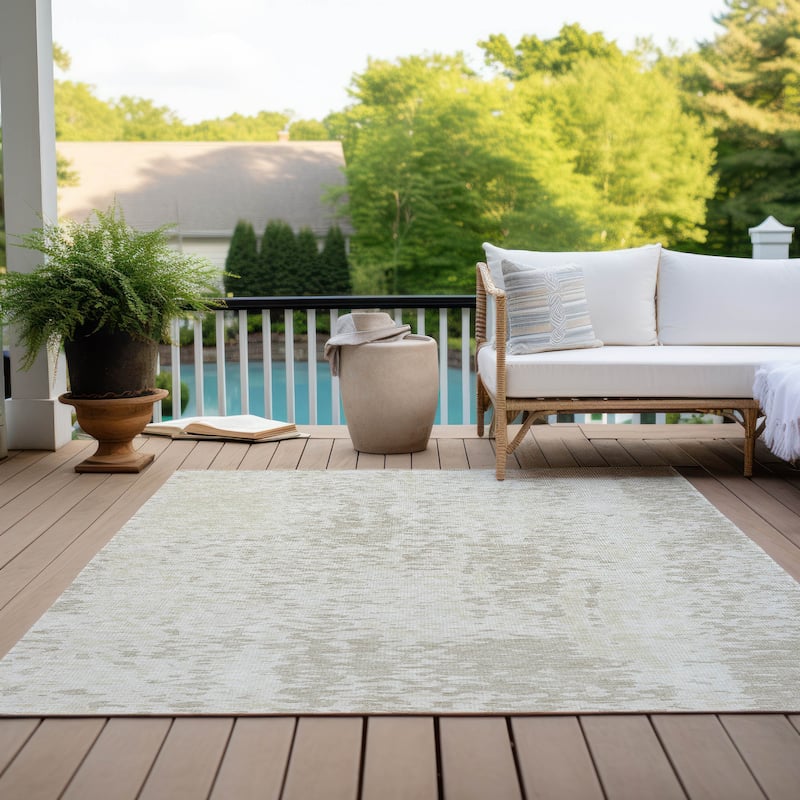 Machine Washable Indoor/ Outdoor Modern Abstract Chantille Rug