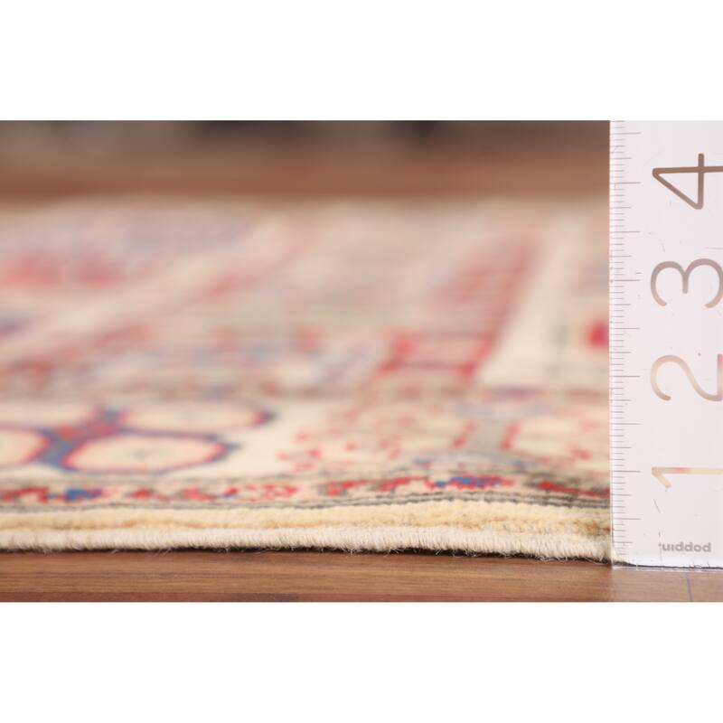 Geometric Kazak Oriental Area Rug Hand-Knotted Bedroom Wool Carpet - 5'0" x 6'9"