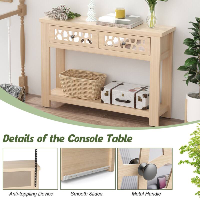 Gymax 2-tier Console Entryway Table w/ Drawers for Living Room