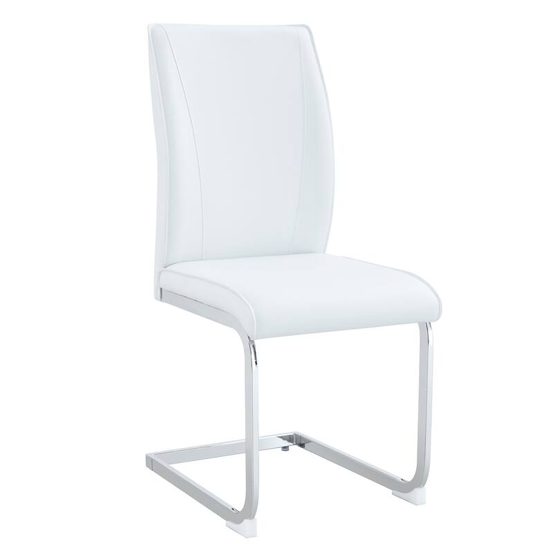 Set of 4 Dining Chair with Arched Metal Silver Leg