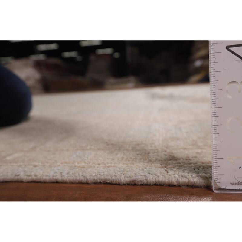 Light Blue Oushak Vegetable Dye Area Rug Handmade Wool Carpet - 8'3"x 9'7"