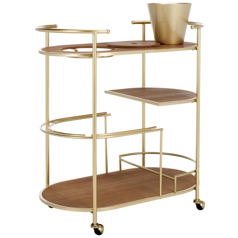 SAFAVIEH Alora 2-Tier Bar Cart with Bucket - 32 in. W x 18.3 in. D x 34.3 in. H