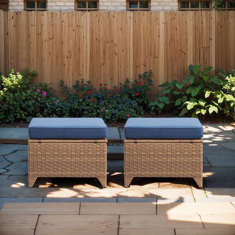 Outdoor 3-Piece Wicker Sofa Set with Ottoman
