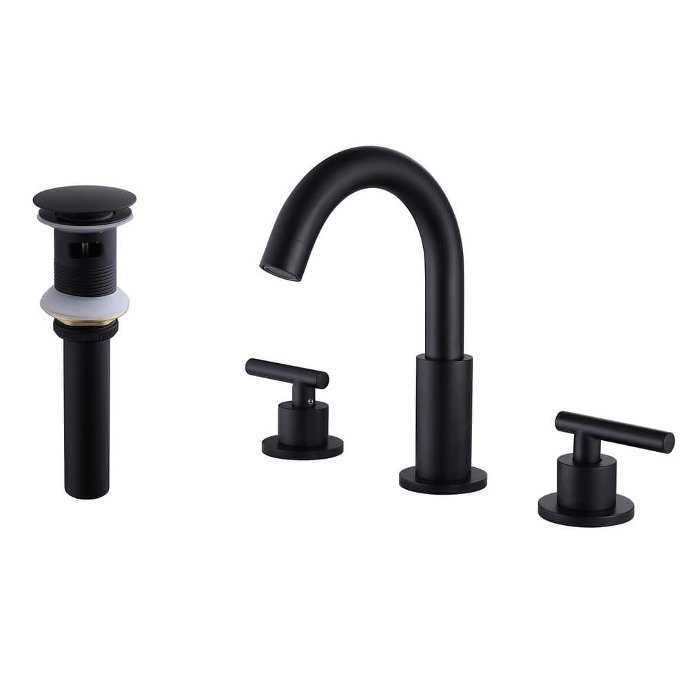 8.3"H Solid Brass Widespread 2-handle Bathroom Sink Faucet with Pop-Up Drain Assembly