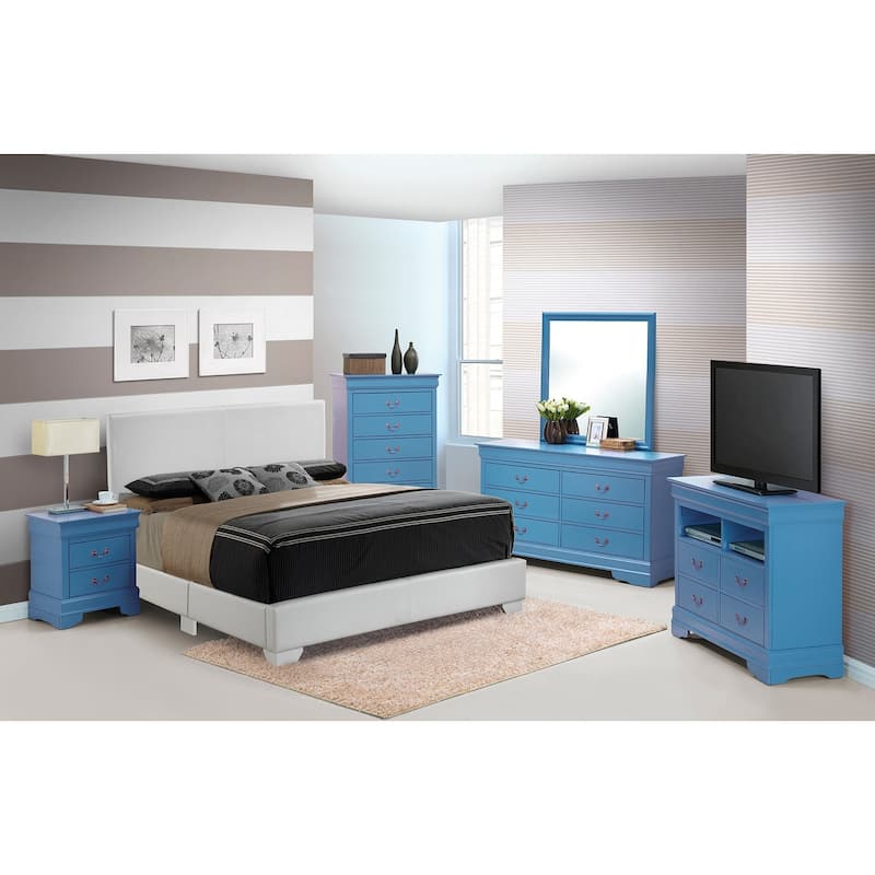 Full Faux Leather Upholstered Panel Bed - 81" - White