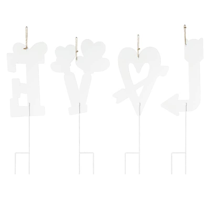 Glitzhome 28"H Set of 4 Valentine's Metal LOVE Yard Stake or Wall Decor