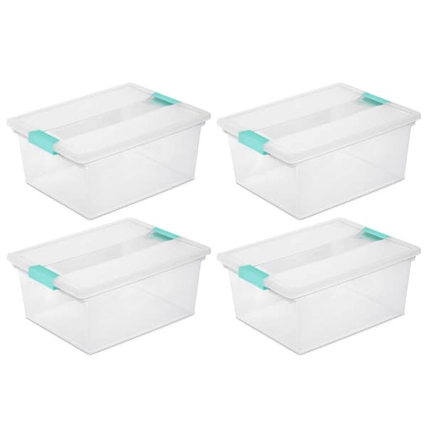 Sterilite Deep Plastic Stackable Storage Bin w/ Clear Latch Lid, Clear (4 Pack) - 4 Pack