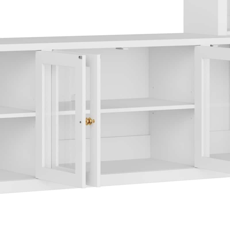 92" Modern 4-Piece Entertainment Center Wall Unit Media Console with Bookshelves for TVs Up to 80"