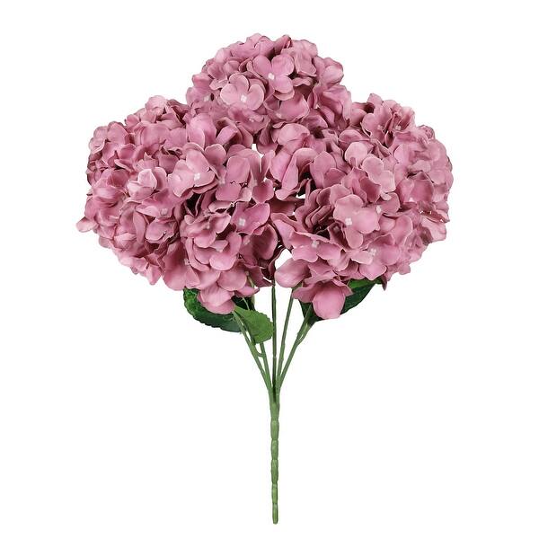 Set of 2 Deluxe Mauve Artificial Hydrangea Flower Stem Bush Bouquet