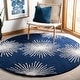 preview thumbnail 36 of 140, SAFAVIEH Handmade Soho Miyase Modern Burst New Zealand Wool Rug 6' x 6' Round - DarkBlue/Ivory