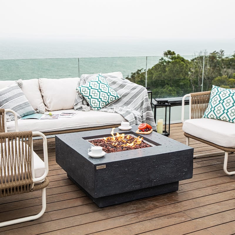 Elementi Manhattan Dark Grey Outdoor Fire Pit Table - 36 Inches