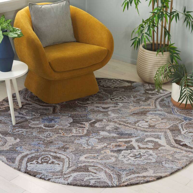SAFAVIEH Handmade Marquee Nahla Rug - 6' Round - Brown/Grey