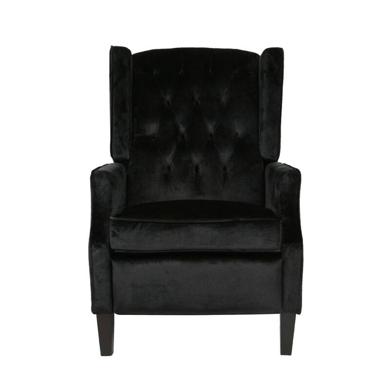 Modern Fabric Recliner with Wingback Design and Tufted Upholstery by Christopher Knight Home