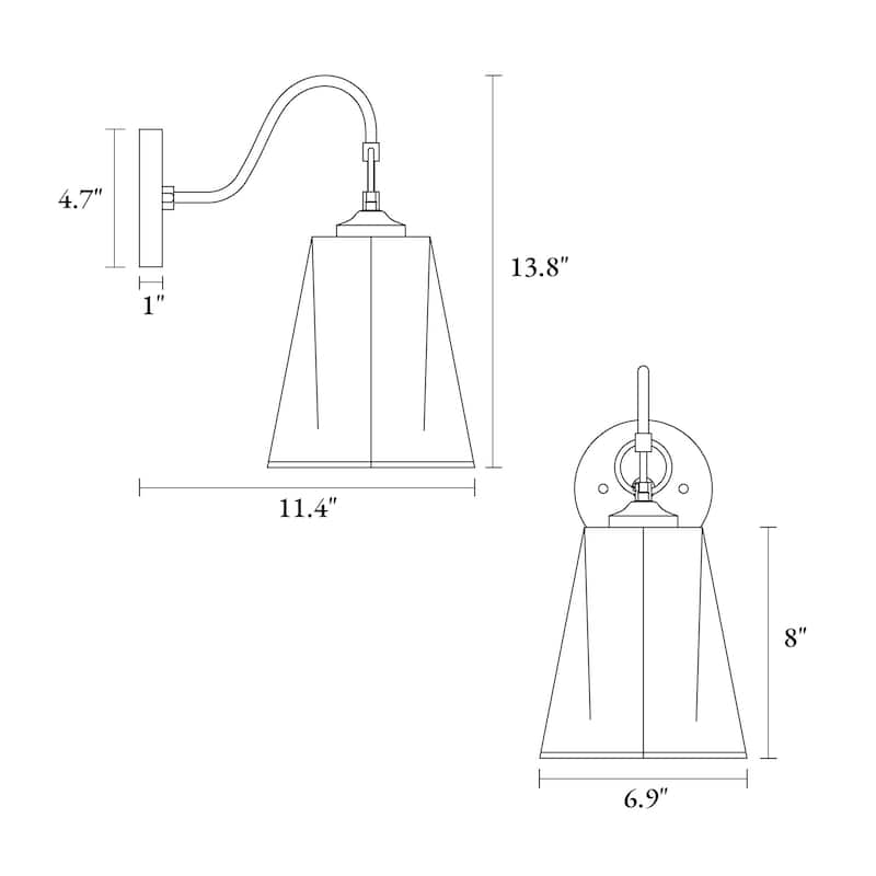 Modern 1-Light Gold Wall Sconce Glass Bathroom Vanity Lights - Brass