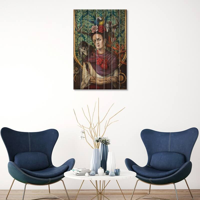Hommage a Frida (A Tribute To Frida) I Print On Wood by Sophie Wilkins - Multi-Color