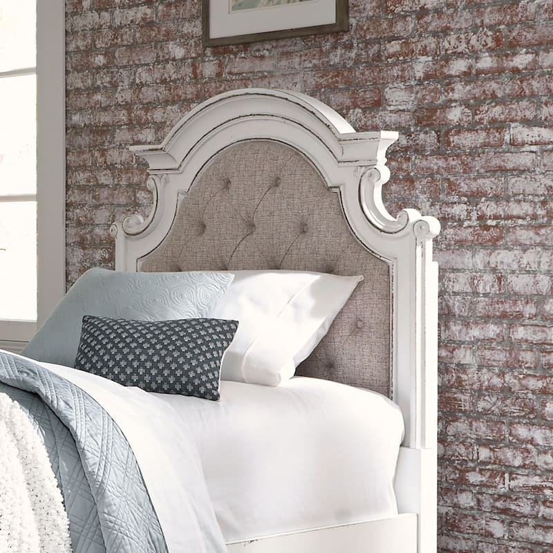 Magnolia Manor Antique White Weathered Bark Full Uph Panel Headboard - Antique White - Full