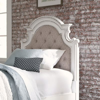 Magnolia Manor Antique White Weathered Bark Full Uph Panel Headboard
