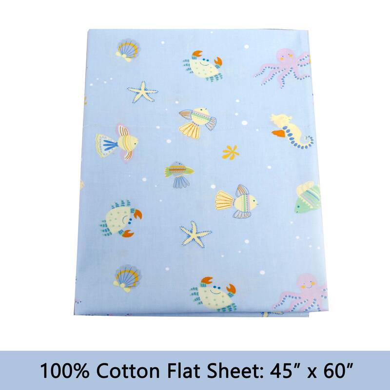 3-Piece Cotton Toddler Sheet Set for Kids Boys & Girls (Animals, Fish, Sports, Floral)