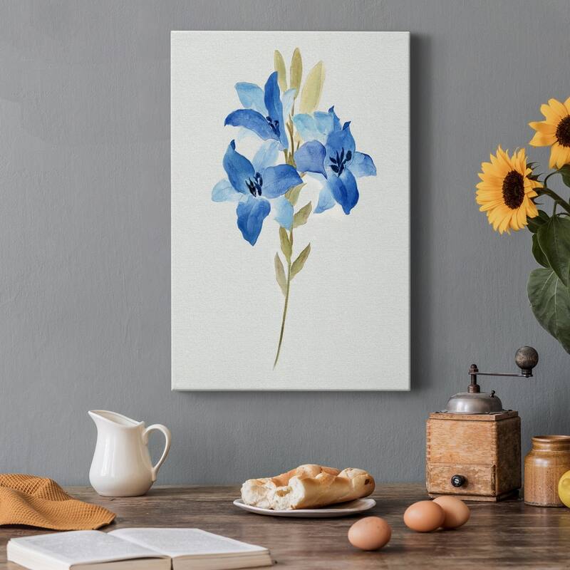 Blue Blossom Botanical III Premium Gallery Wrapped Canvas - Ready to Hang