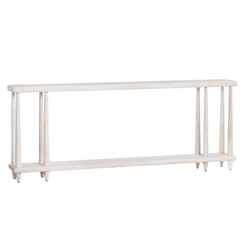 76 in. Cream Solid Wood One Shelf Accent Console Sofa Table