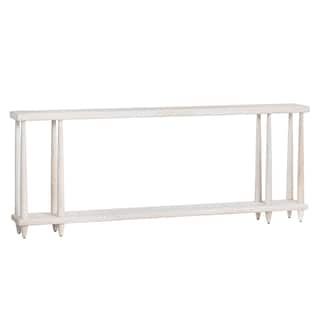 76 in. Cream Solid Wood One Shelf Accent Console Sofa Table