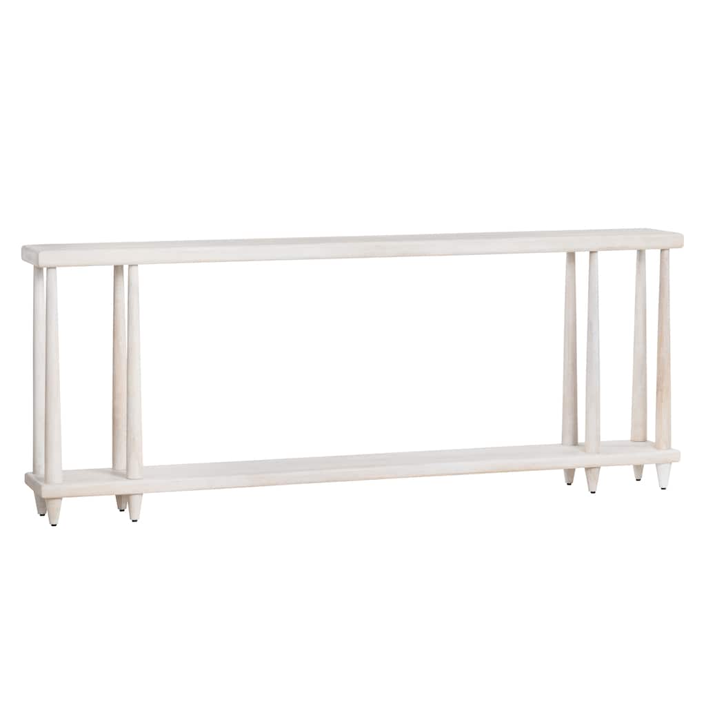 76 in. Cream Solid Wood One Shelf Accent Console Sofa Table