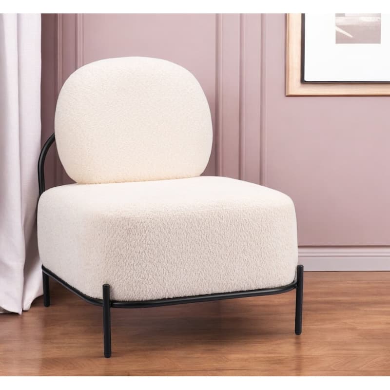 HomeRoots 27" White And Black Sherpa And Upholstered Side Chair - 27' X '30.7' X '29 - 27' X '30.7' X '29