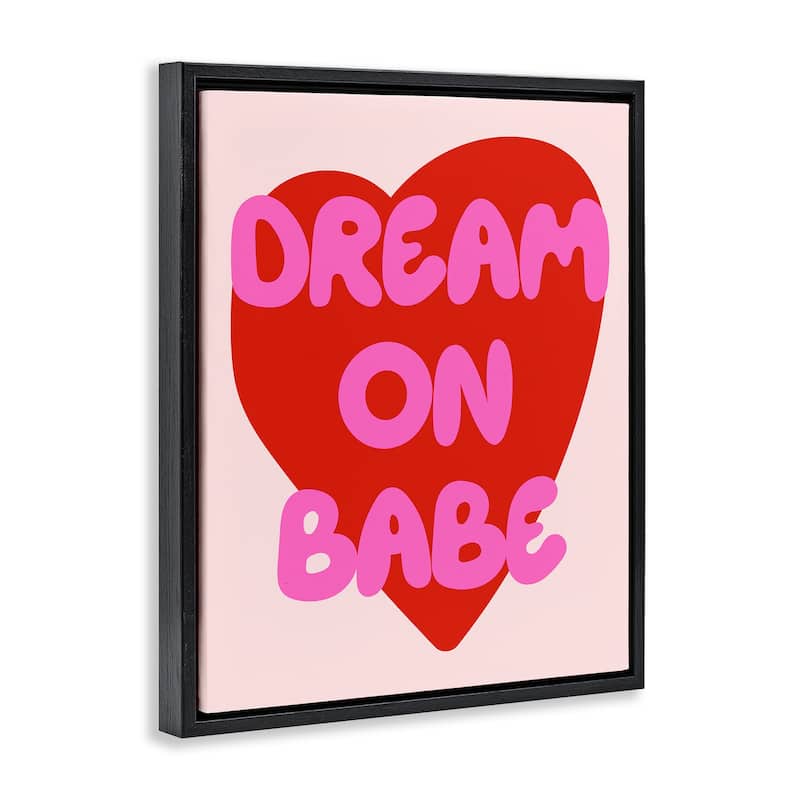 Stupell Dream On Babe Red Heart Framed Floater Canvas Wall Art Design By House of Lulu