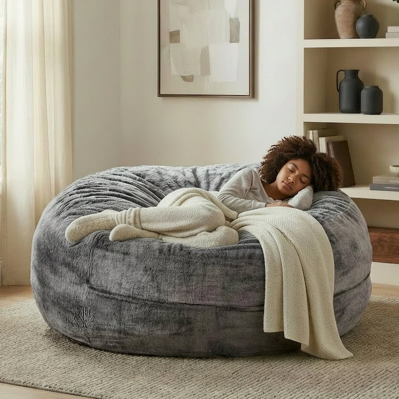 Sealy® Bala Faux Fur Corduroy 5ft Foam Bean Bag Lounger